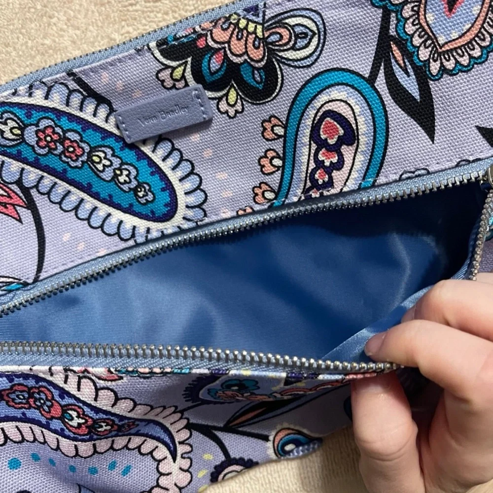 NWT Vera Bradley Makani Paisley Pencil Case Purple Paisley Pencil Pouch